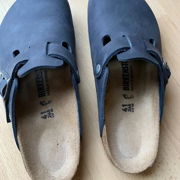 Birkenstock Black Boston Oiled Leather Clogs Women's 10/41 - Picture 3 of 6